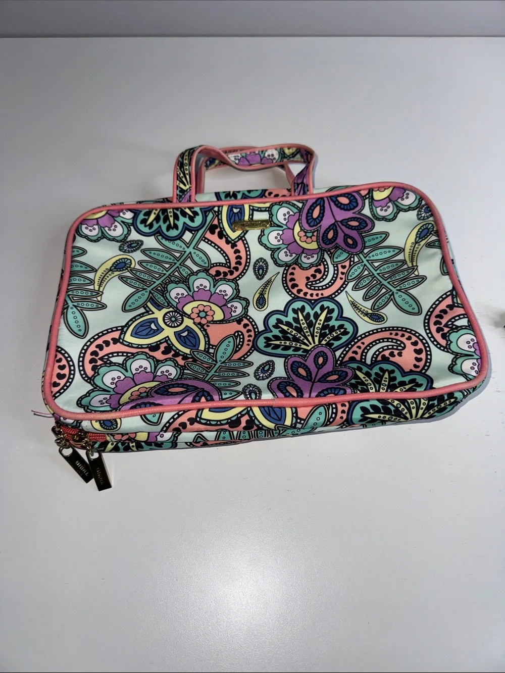 Trina Turk Paisley Floral Travel Makeup Cosmetic Organizer Bag Case